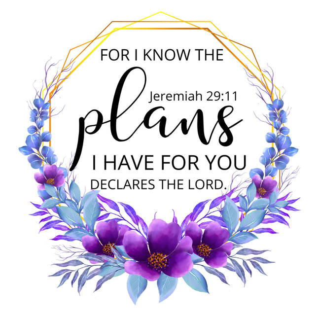 Jeremiah 29:11 Bible Verse Scripture 100% Cotton Fabric Panel Block AC312