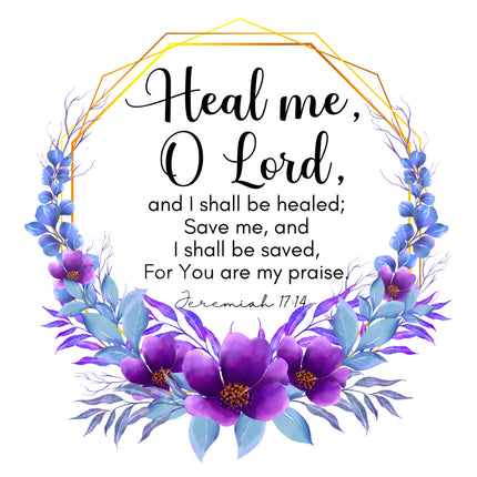 Jeremiah 17:14 Bible Verse Scripture 100% Cotton Fabric Panel Block AC314