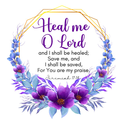 Jeremiah 17:14 Bible Verse Scripture 100% Cotton Fabric Panel Block AC315