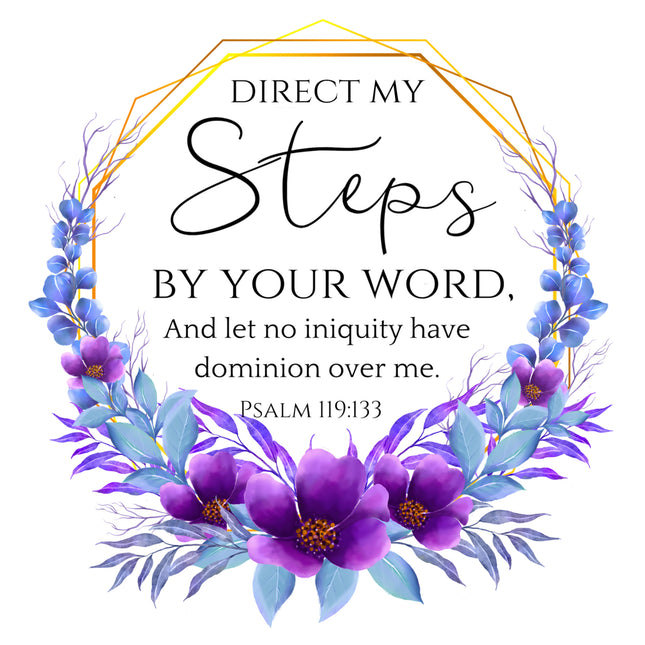 Psalm 119:133 Bible Verse Scripture 100% Cotton Fabric Panel Block AC323