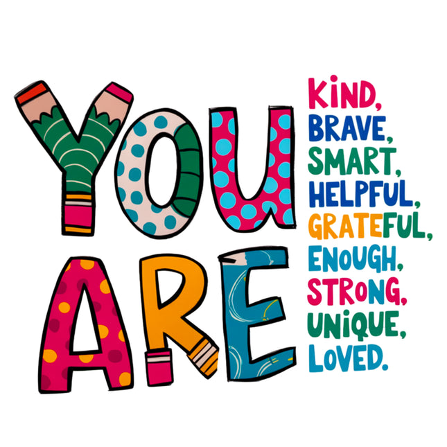 You Are Kind Smart Loved 100% Cotton Fabric Panel Block AB343