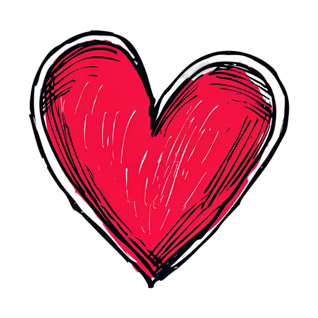 Red Doodle Heart 100% Cotton Fabric Panel Block AC80