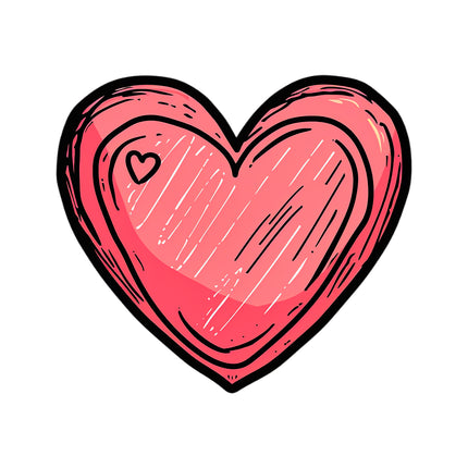 Red Doodle Heart 100% Cotton Fabric Panel Block AC81