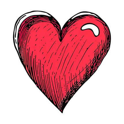 Red Doodle Heart 100% Cotton Fabric Panel Block AC83