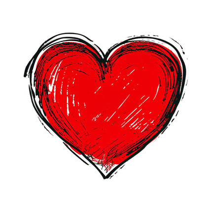 Red Doodle Heart 100% Cotton Fabric Panel Block AC85