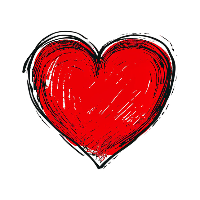 Red Doodle Heart 100% Cotton Fabric Panel Block AC85