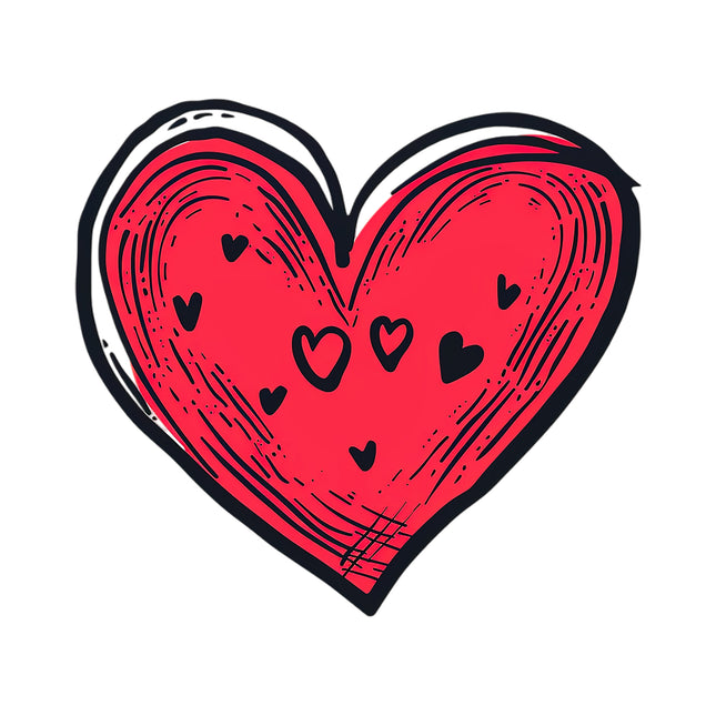 Red Doodle Heart 100% Cotton Fabric Panel Block AC86