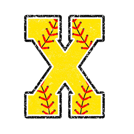 softball letter x fabric panel