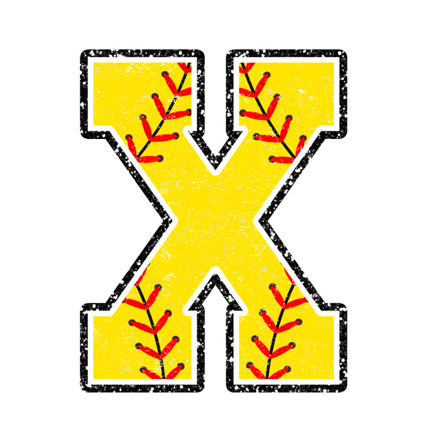 softball letter x fabric panel