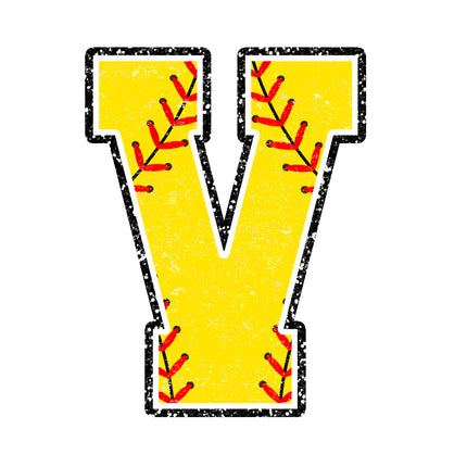 softball letter v fabric panel