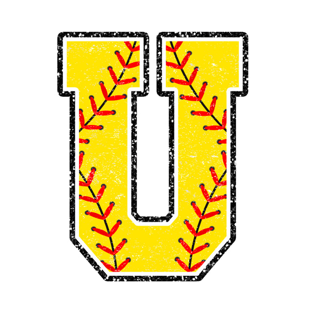 softball letter u fabric panel