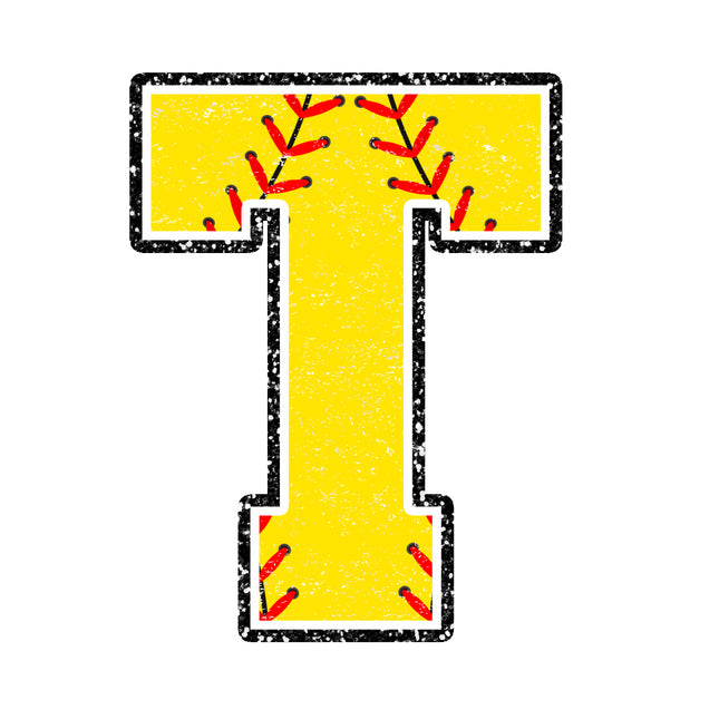 softball letter t fabric panel