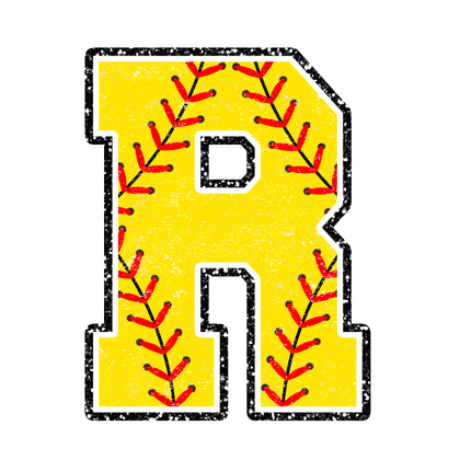 softball letter r fabric panel