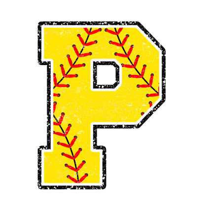 softball letter p fabric panel
