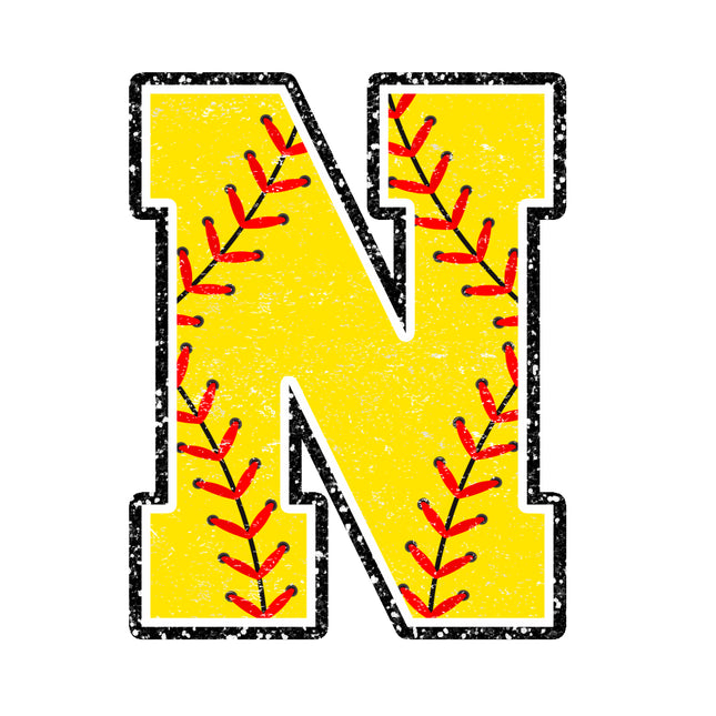 softball letter n fabric panel