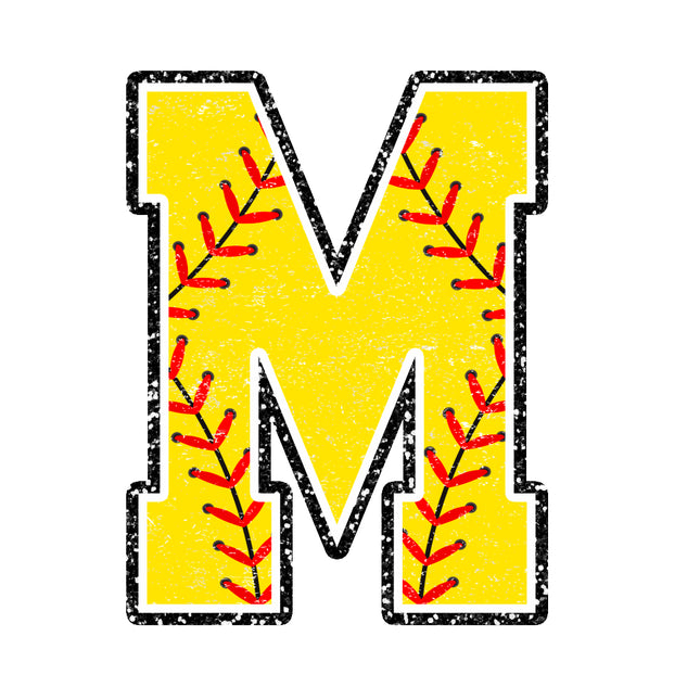 softball letter m fabric panel