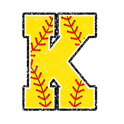 softball letter k fabric panel