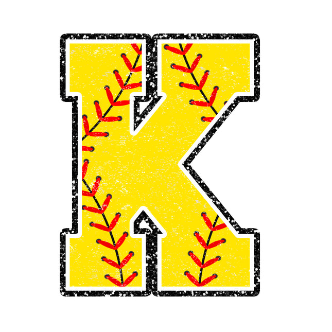 softball letter k fabric panel