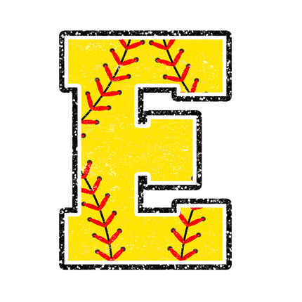 softball letter e fabric panel