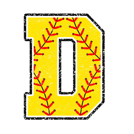 softball letter d fabric panel