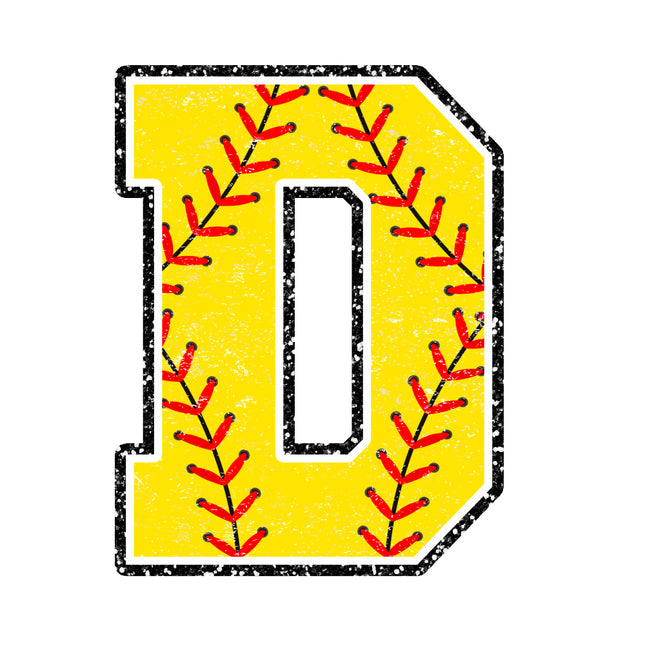 softball letter d fabric panel