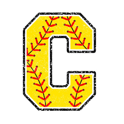 softball letter c fabric panel