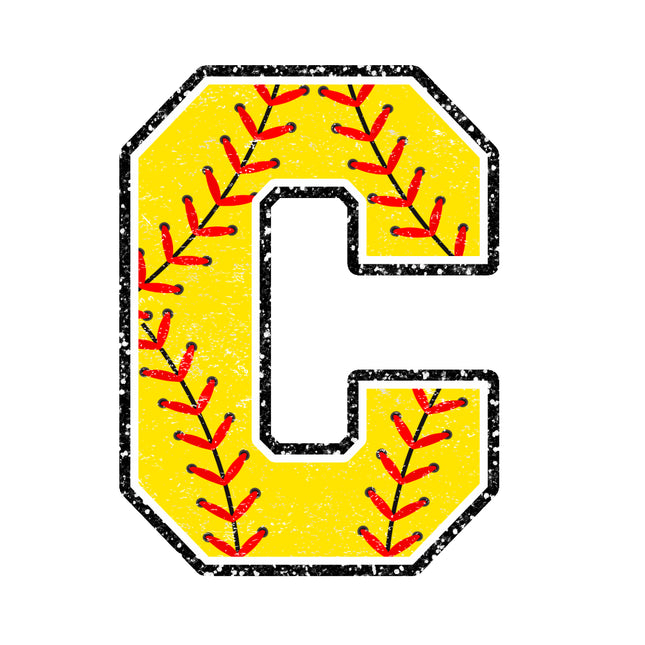 softball letter c fabric panel