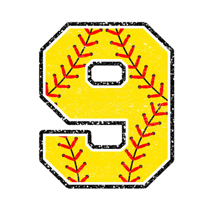 Number 9 with softball design fabric panel