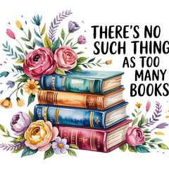 Stack of books with flowers fabric panel