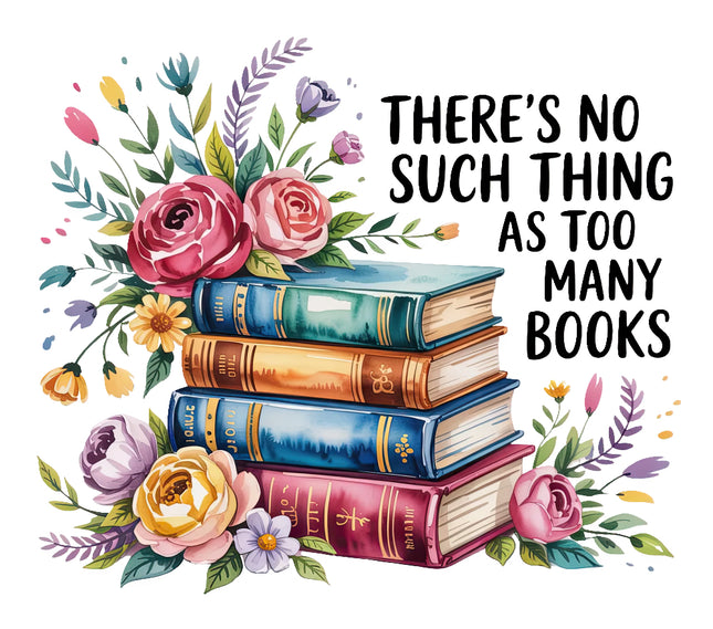 Stack of books with flowers fabric panel