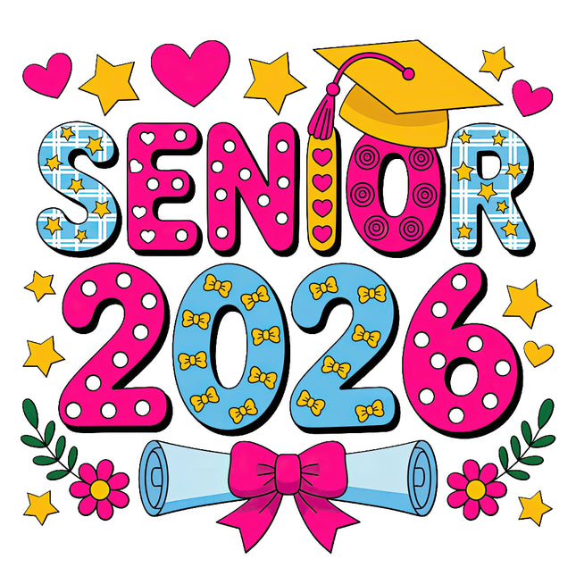 Colorful 'Senior 2026' fabric panel