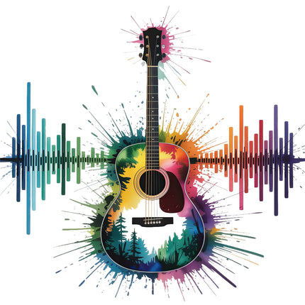 Colorful acoustic guitar fabric panel