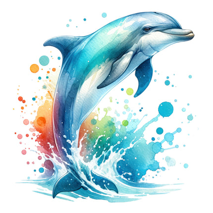 Colorful dolphin fabric panel