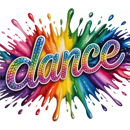 Colorful splashes with the word 'dance' fabric panel