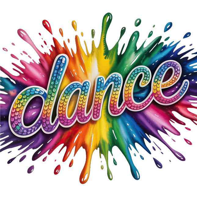 Colorful splashes with the word 'dance' fabric panel