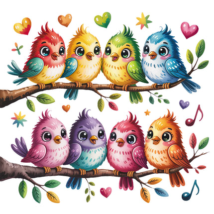 birds on a branch fabric panel