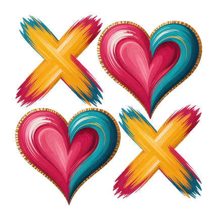 Colorful heart fabric panel