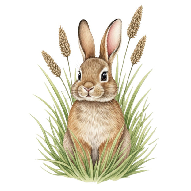 rabbit surrounded by grass fabric panel