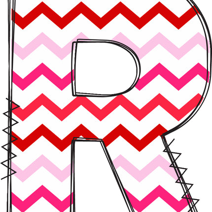 Fabric Letter R Chevron Letter R 100% Cotton Fabric Panel Block AD258 – Saphie's Fabrics