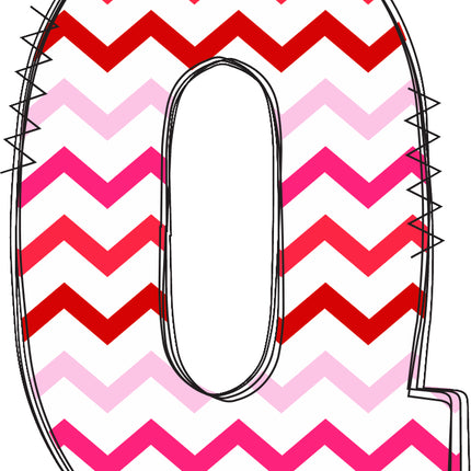 Chevron patterned letter 'Q' with pink and red quilt fabric block