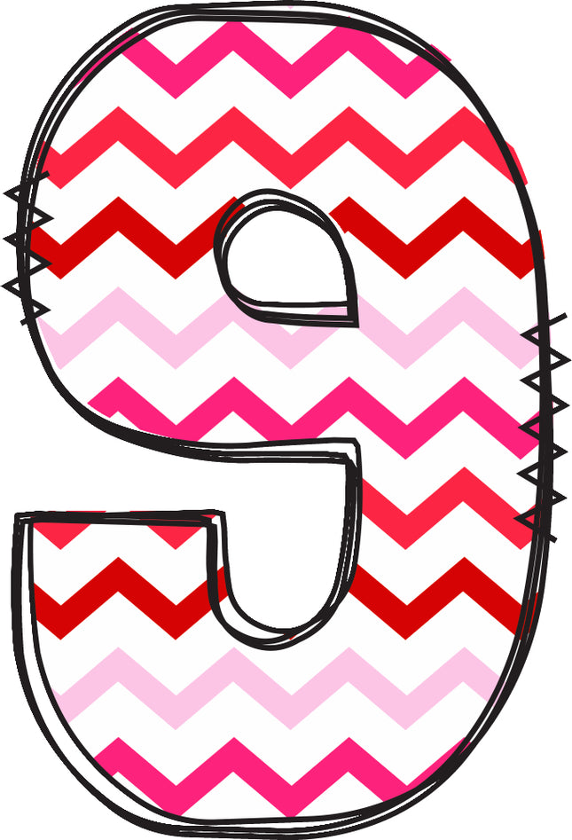 chevron pink and red number 6 quilt block