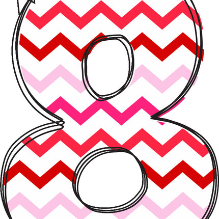chevron pink and red number 6 quilt block