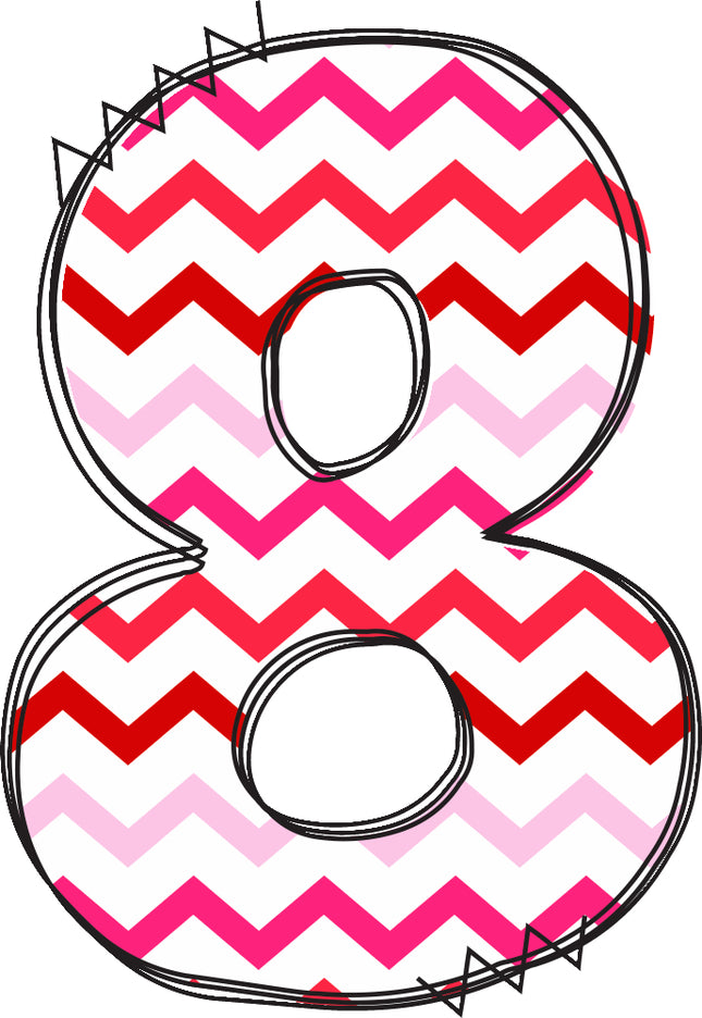 chevron pink and red number 6 quilt block