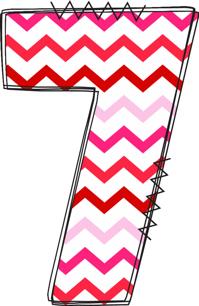 chevron pink and red number 6 quilt block