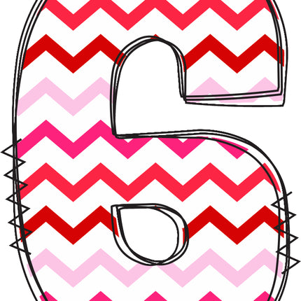chevron pink and red number 6 quilt block