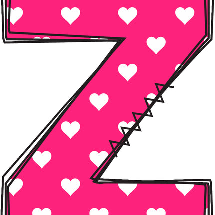 Letter 'Z' pink quilt panel