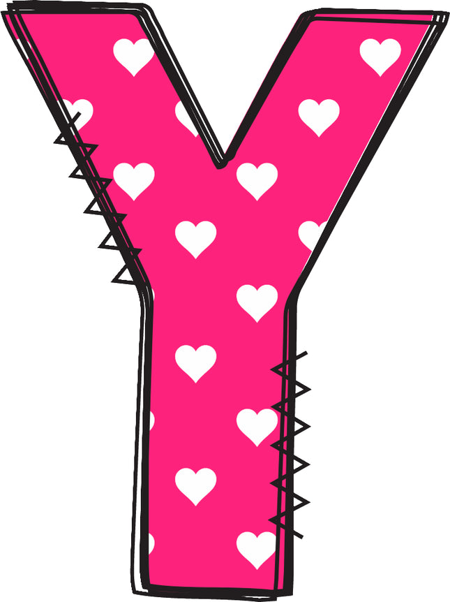 Letter 'Y' pink quilt panel
