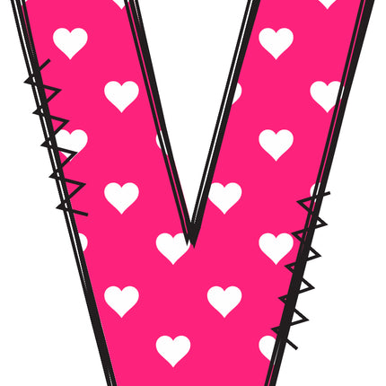 Letter 'V' pink quilt panel