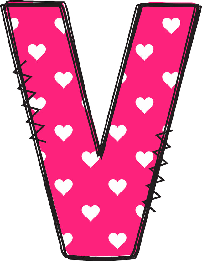 Letter 'V' pink quilt panel