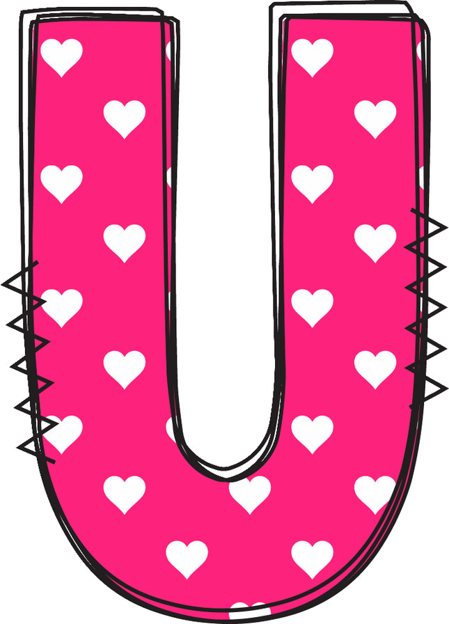 Letter 'U' pink quilt block